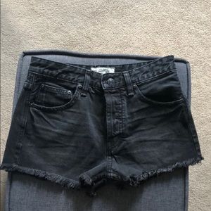 FREE PEOPLE BLACK CUTOFF HIGH WAISTED SHORTS